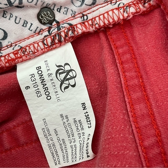 Rock&Republic Bonnaroo Red Denim Shorts Size6 F26 - Picture 5 of 7